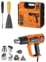 Фен строительный ТФ-02, 2000 Вт, 9 предм., ЖК экр., 2 реж., плавн. рег., 50-600 C, кейс, "Алмаз" TDM (1/5) (SQ1029-0102)