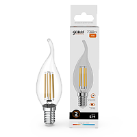 Лампа светодиодная Gauss Filament Elementary Свеча на ветру 12W 730lm 2700К Е14 1/10/100 (42112)