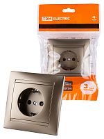 Розетка 2П+З 16А 250В с защ. шт. бронза , с/у, "Лама" (10/120) TDM (SQ1815-0711)