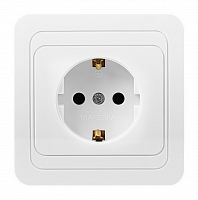 Розетка SMARTBUY скрытая установка, 1-местная с заземлением 16А белая "Марс" (SBE-02w-16-S1-Z) (1/10)