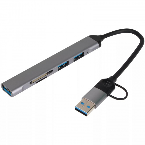 Переходник USB 3.0 Type-C+adapter USB 3.0--> 2*USB 2.0+SD+TF, VCOM <DH297> (1/150) фото 4