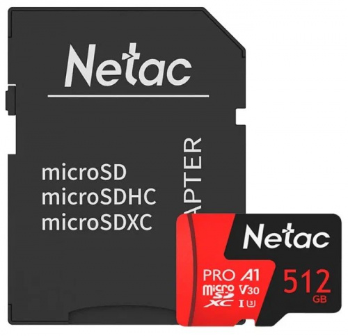 Карта памяти MicroSDXC 512GB Netac P500 Extreme Pro Class 10 UHS-I A1 V30 (100 Mb/s) + SD адаптер (NT02P500PRO-512G-R) Карта памяти MicroSDXC 512GB Netac P500 Extreme Pro Class 10 UHS-I A1 V30 (100 Mb/s) + SD адаптер (NT02P500PRO-512G-R)