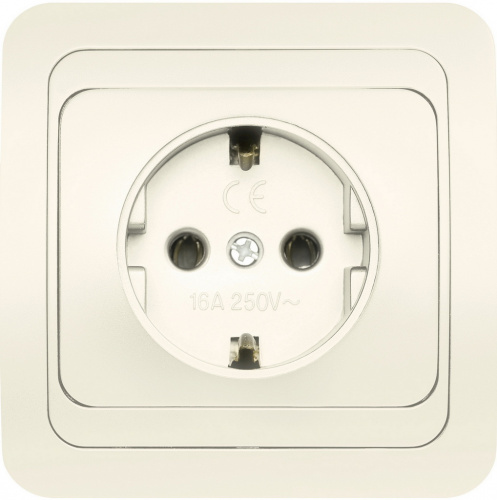 Розетка SMARTBUY скрытая установка, 1-местная с заземлением 16А бежевая, керамика "Марс" (SBE-02i-16-S1-Z-c) (1/200)