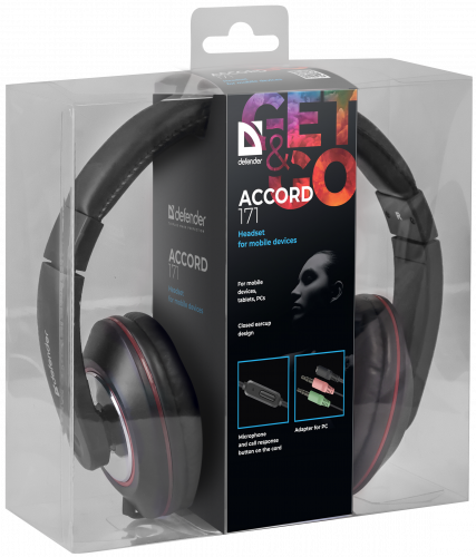 Гарнитура DEFENDER Accord 171, черный, шнур 1,2 м. (1/20) (63171) фото 10