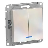 Механизм выключателя 2-кл. С/У ATLASDESIGN 10А IP20 (сх. 5а) 10AX с подсветкой механизм жемчуж. Systeme Electric ATN000453 (1/10/60)