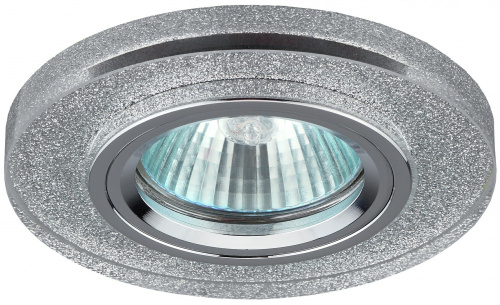 Светильник ЭРА DK7 CH/SHSL декор стекло круглое MR16 12V/220V 50W хром/серебряный блеск (50/2100) (C0043736) фото 3