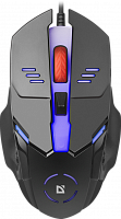 Мышь проводная игровая DEFENDER Ultra Gloss MB-490, USB, подсветка 7 цветов, 4 кнопки, 800-1000dpi, черный (1/40) (52490)
