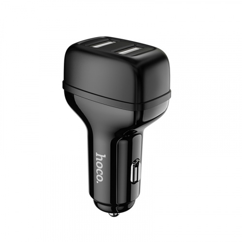Блок питания автомобильный 2 USB HOCO Z36 Leader, 2400mA, огнестойкий, пластик, чёрный (1/14/140) (6931474727718) фото 2