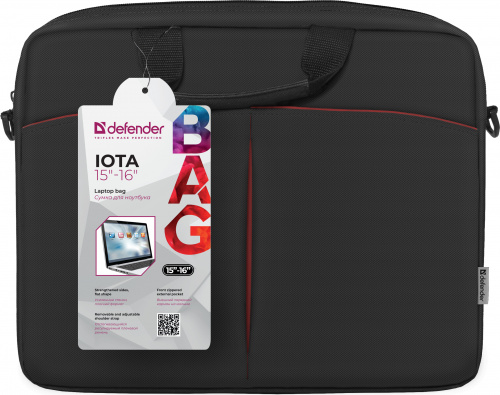 Сумка для ноутбука DEFENDER Iota 15"-16", чёрная, ткань (1/30) (26007) фото 6