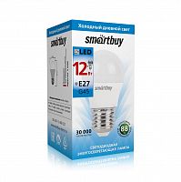 Лампа светодиодная SMARTBUY G45 12Вт 220V 6000K E27 (холодный свет) (10/100) (SBL-G45-12-60K-E27)
