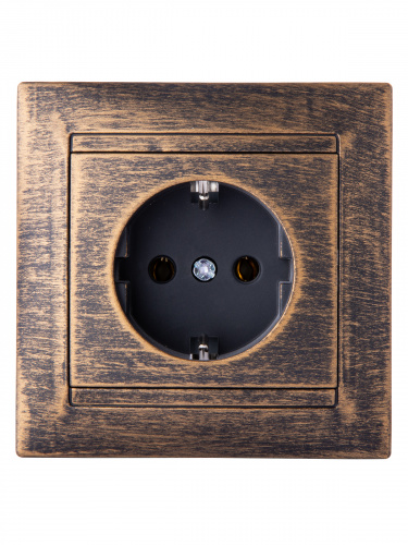 Розетка 2П+З 16А 250В старинная бронза с/у, "Лама" (1/10) TDM (SQ1815-0764) фото 4 Розетка 2П+З 16А 250В старинная бронза с/у, "Лама" (1/10) TDM (SQ1815-0764) фото 4