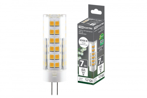 Лампа светодиодная TDM G4-7 Вт-230 В-6500 К, SMD, 18,5x57 мм (1/20/500) (SQ0340-0221)
