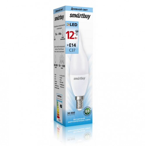 Лампа светодиодная SMARTBUY C37 12Вт 4000K E14 (свеча на ветру, матовая, нейтральный свет) (1/10/100) (SBL-C37Can-12-40K-E14) Лампа светодиодная SMARTBUY C37 12Вт 4000K E14 (свеча на ветру, матовая, нейтральный свет) (1/10/100) (SBL-C37Can-12-40K-E14)