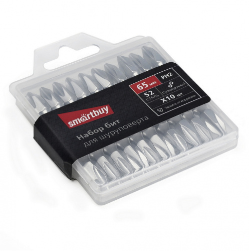 Набор бит SMARTBUY для шуруповерта, PH 2, 10шт, сталь S2, двусторон. фиксатор (1/120) (SBT-SCBS-10P4)