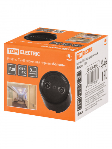 Розетка TDM TV+R оконечная черная «Болонь» (1/72) (SQ1820-0255) фото 2