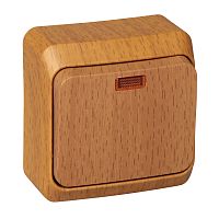 Выключатель 1-кл. О/У ЭТЮД Дача 10А IP20 с подсветкой бук Systeme Electric BA10-005T (1/25/200)