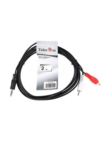 Кабель соединительный TELECOM 3.5 Jack (M) / 2xRCA (M), стерео, аудио, 2 м. (1/250) (TAV7183-2M) фото 3