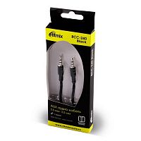 Кабель RITMIX RCC-240 Jack3.5 (M) - Jack3.5 (M), аудио, черный, 1 м., тканевая оплетка (1/200) (15119165)