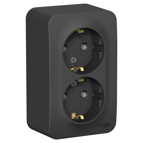 Розетка 2-м О/У BLANCA 16А IP20 250В с заземл. без защ. шторок с изолир. пластиной антрацит Systeme Electric BLNRA010216 (1/8/16)