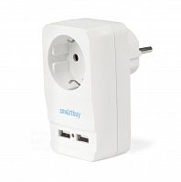 Адаптер сетевой SMARTBUY 1 гнездо с заземлением 16A + 2 USB 2.1 A (SBE-16-A05-USB) (1/50)