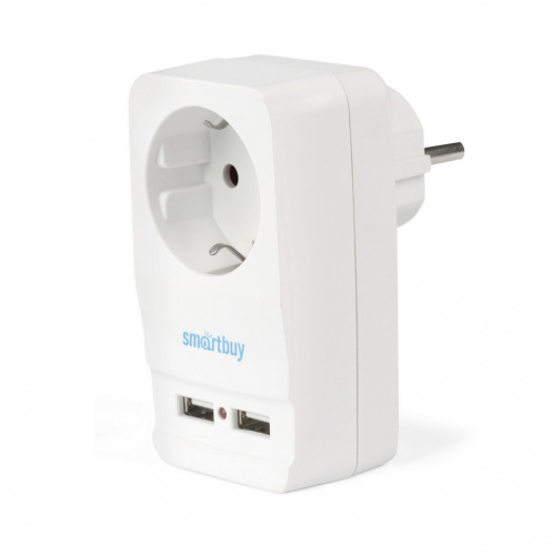 Адаптер сетевой SMARTBUY 1 гнездо с заземлением 16A + 2 USB 2.1 A (SBE-16-A05-USB) (1/50) Адаптер сетевой SMARTBUY 1 гнездо с заземлением 16A + 2 USB 2.1 A (SBE-16-A05-USB) (1/50)