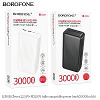 Мобильный аккумулятор Аккумулятор внешний Borofone BJ80В Clever, 30000mAh, пластик, PD20Вт, 2 USB выхода, Type-C, цвет: белый (1/30) (6941991121647)