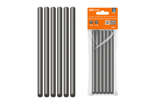 Клеевые стержни универсальные черные, 7 мм x 100 мм, 6 шт, "Алмаз" TDM (1/1/200) (SQ1024-0502)