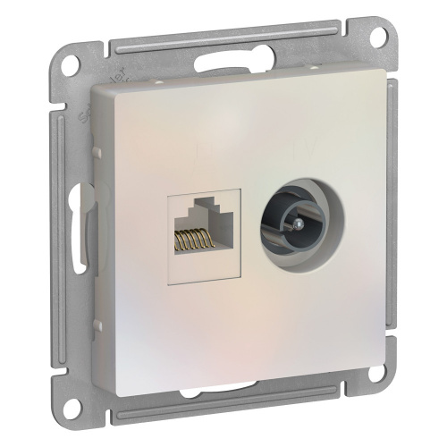 Механизм розетки компьютерной + TV 2-м С/У ATLASDESIGN RJ45 кат.5E + TV жемчуж. Systeme Electric ATN000489 (1/10/60)
