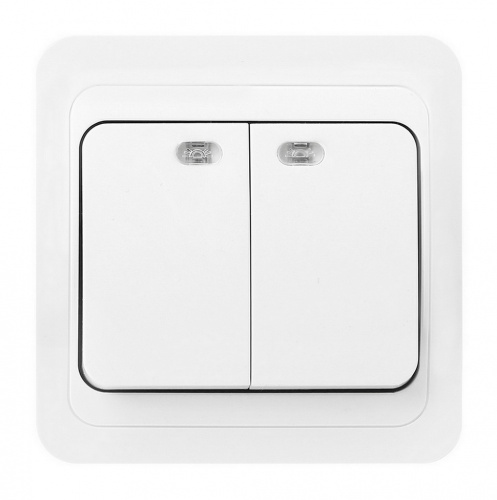 Выключатель SMARTBUY скрытая установка, 2-клавишный с индикатором 10А белый "Марс" (SBE-02w-10-SW2-1) (1/10) Выключатель SMARTBUY скрытая установка, 2-клавишный с индикатором 10А белый "Марс" (SBE-02w-10-SW2-1) (1/10)