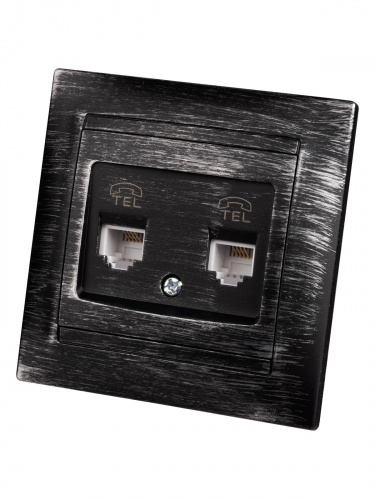 Розетка двойная телефонная RJ11 старинное серебро с/у, "Лама" (1/10) TDM (SQ1815-0659) фото 3 Розетка двойная телефонная RJ11 старинное серебро с/у, "Лама" (1/10) TDM (SQ1815-0659) фото 3