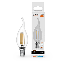 Лампа светодиодная Gauss Filament Elementary Свеча на ветру 8W 510lm 2700К Е14 1/10/100 (42118)