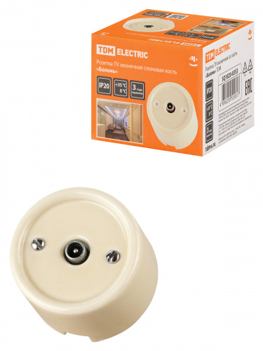 Розетка TDM TV оконечная сл. кость «Болонь» (1/72) (SQ1820-0353) Розетка TDM TV оконечная сл. кость «Болонь» (1/72) (SQ1820-0353)