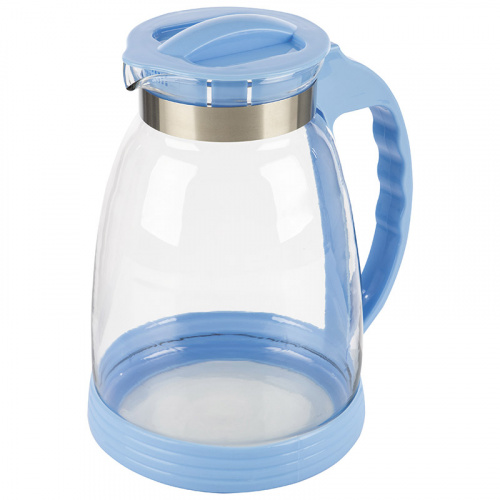Кувшин BROCCA-2500, объем: 2,5 л, из жаропрочного стекла, с пластик ручкой, синий дизайн (1/12) (910116)