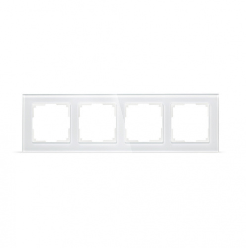 Рамка SMARTBUY 4-местная стекло белая "Нептун" (SBE-05w-Glass-FR-4)