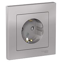 Розетка 1-м С/У ATLASDESIGN 16А IP20 с заземл. защ. шторки в сборе алюм. Systeme Electric ATN000344 (1/10/60)