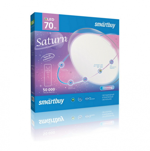 Светильник светодиодный SMARTBUY SATURN управляемый с пульта 70Вт, диммируемый от 30Вт до 70Вт, 3000К/4000К/6500К , 2 режима работы, 560*60мм (1) (SBSaturn-Dim-70-W)
