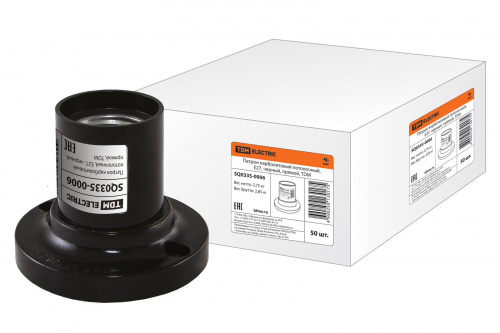 Патрон TDM карболитовый потолочный, Е27, черный, прямой, (1/200) (SQ0335-0006) Патрон TDM карболитовый потолочный, Е27, черный, прямой, (1/200) (SQ0335-0006)