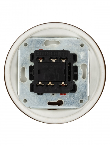 Выключатель скрытой установки фарфоровый поворотный перекрёстный с ручкой (бантик) 10А коричневый «Болонь» TDM (SQ1820-0418) фото 3