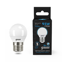 Лампа светодиодная GAUSS Шар 9.5W 950lm 6500K E27 1/10/100 (105102310)