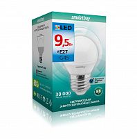 Лампа светодиодная SMARTBUY G45 9,5Вт 220V 6000K E27 (глоб, холодный свет) (10/100) (SBL-G45-9_5-60K-E27)