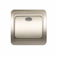 Выключатель SMARTBUY скрытая установка, 1-клавишный с индикатором 10А шампань "Марс" (SBE-02c-10-SW1-1-c)