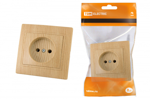 Розетка скрытая установка, 2П 10А 250В "ЭКО" (сосна) "Таймыр" (1/200) TDM (SQ1814-0211)