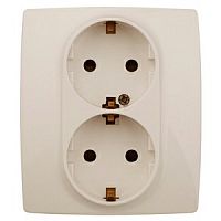 Розетка ЭРА, серии ЭРА 12, скрытой установки, 2X2P+E Schuko со шторками, 16АХ250В, слоновая кость (1/6/60/1500)