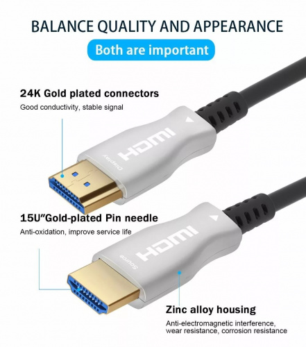 Активный оптический кабель HDMI 19M/M,ver. 2.0, 4K@60 Hz 50m TELECOM <TCG2020-50M> (1/10) фото 4