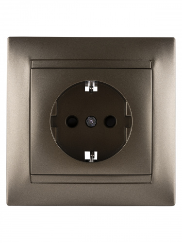 Розетка 2П+З 16А 250В с защ. шт. бронза , с/у, "Лама" (10/120) TDM (SQ1815-0711) фото 4