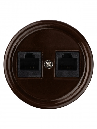 Розетка TDM двойная компьютерная RJ45 коричневая «Болонь» (1/72) (SQ1820-0451) фото 5
