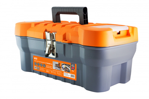 Ящик для инструментов ТЕХНИК-16, 41х21х18 см, метал. замки, лоток, два органайзера, «Рубин» TDM (1/12) (SQ1032-0201)