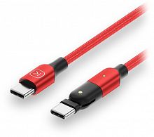 PD дата кабель TypeC - TypeC, KUULAA KL-O134, длина 1м, макс. мощность до 60Вт, вращающийся на 180° коннек., оплетка из нейлона, красный (1/250) 
 (80001514)