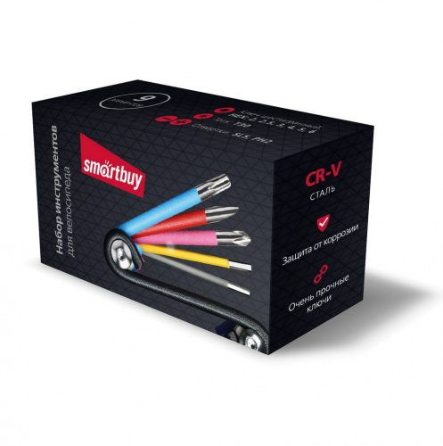Набор SMARTBUY велосипедный 9шт, 2 отв.:SL5;PH2,HEX:2,2.5,3,4,5,6,TORX:30 CR-V (1/80) (SBT-MTS-9)