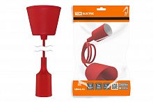 Патрон TDM пластиковый Е27 с подвесом 1 м, красный (1/60) (SQ0335-0063)